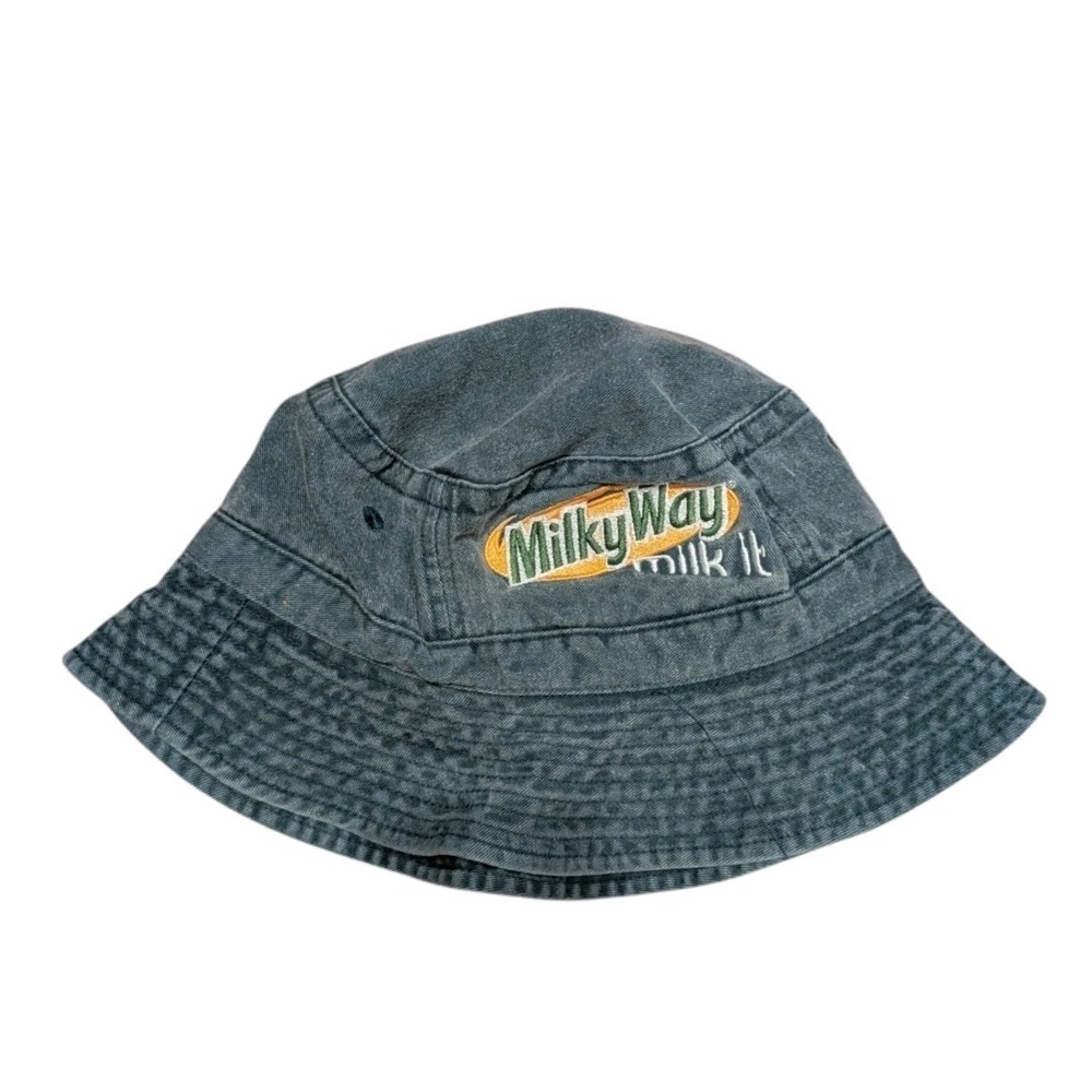 Vintage Milky Way‎ Bucket Hat Milk It 90s Candy Bar Green Cotton Mens One Size